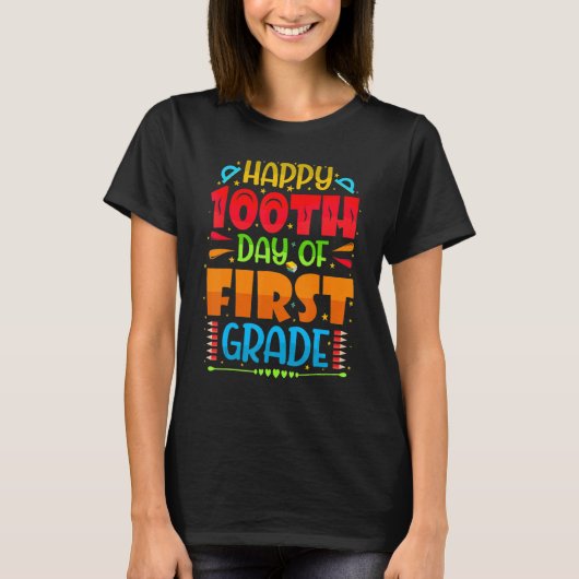 T-shirt Happy 100th Day Of 1st Grade 100 School Days Teach (Devant)