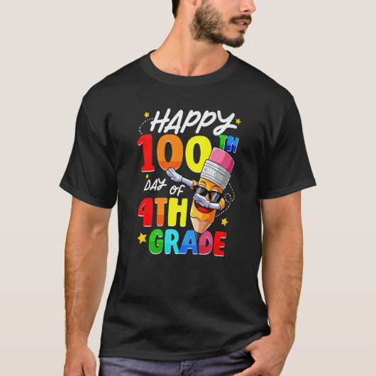 T-shirt Happy 100th Day of 4th Grade 100 Days Smarter Dabb (Devant)