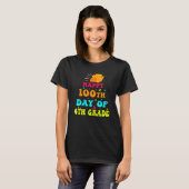 T-shirt Happy 100th Day of 4th Grade Teacher Student Retro (Devant entier)