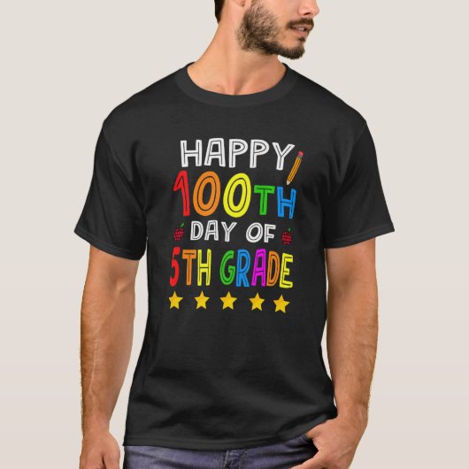 T-shirt Happy 100th Day Of 5th Grade School 100 Days Teach (Devant)