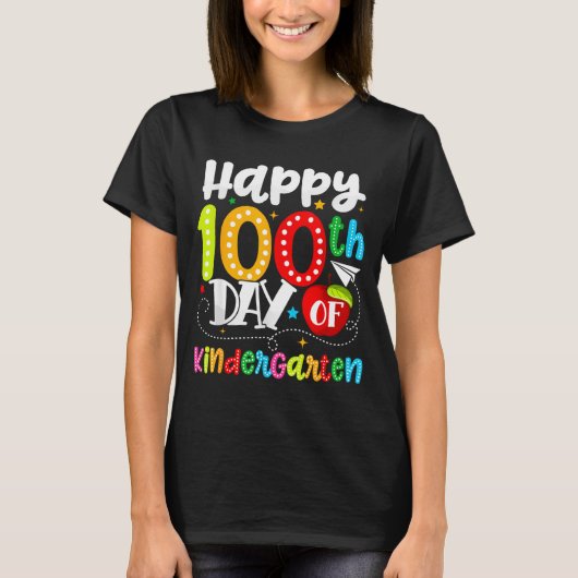 T-shirt Happy 100th Day Of Kindergarten Funny Teachers Stu (Devant)