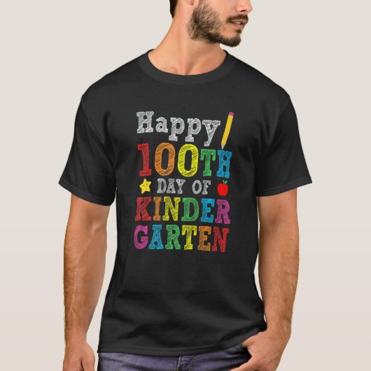 T-shirt Happy 100th Day of Kindergarten School Teacher Stu (Devant)