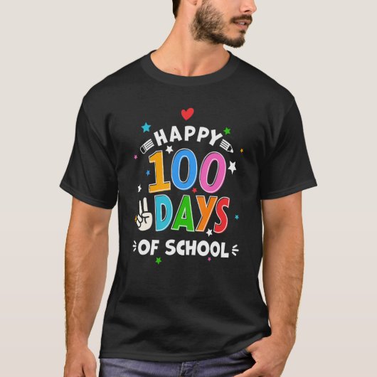 T-shirt Happy 100th Day Of School 100 Days Of School Teach (Devant)