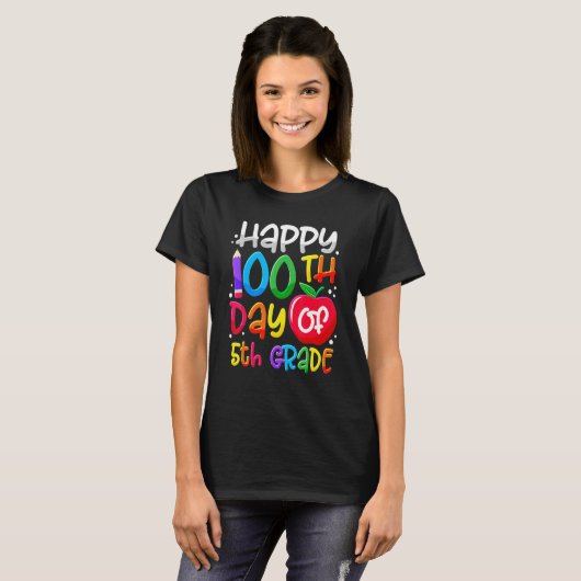 T-shirt Happy 100th Day Of School 100 Days Smarter Cute 5t (Devant entier)