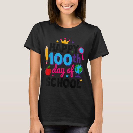 T-shirt Happy 100th Day Of School 100 Days Smarter Teacher (Devant)