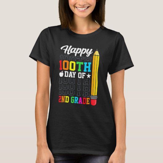 T-shirt Happy 100th Day of School 2nd Grade Teachers Girl (Devant)