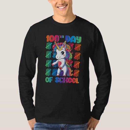 T-shirt Happy 100th Day Of School Flossing Unicorn 100 Day (Devant)