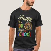 T-shirt Happy 100th Day Of School Funny Tree Book Teacher  (Devant)