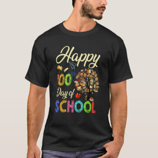 T-shirt Happy 100th Day Of School Funny Tree Book Teacher 