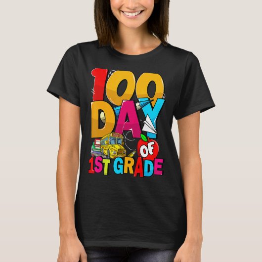 T-shirt Happy 100th Day Of School Groovy 100 Days Of 1st G (Devant)