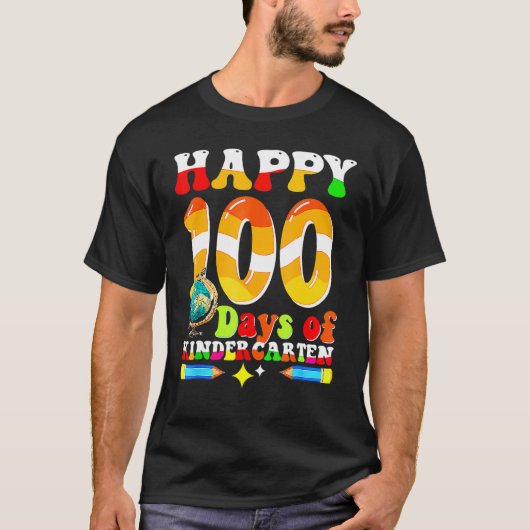 T-shirt Happy 100th Day Of School Kindergarten Funny Teach (Devant)