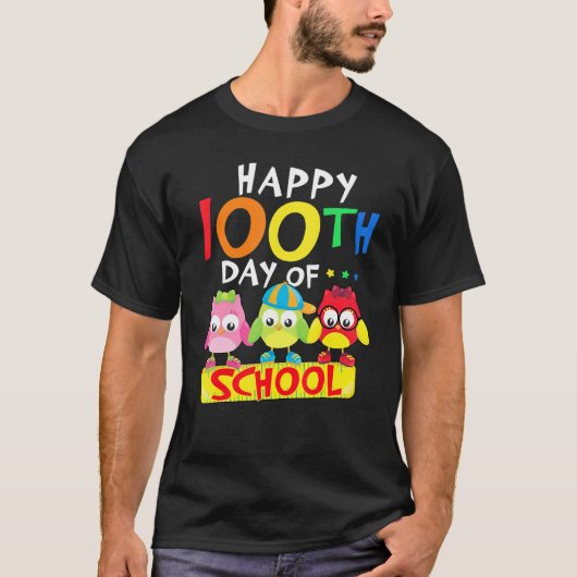 T-shirt Happy 100th Day Of School Owl Kids 100 Days Teache (Devant)