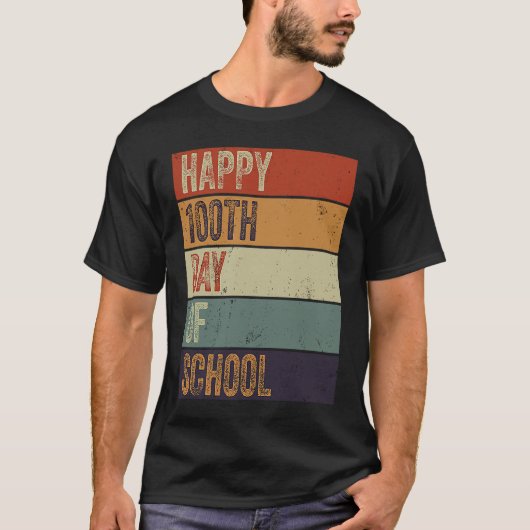 T-shirt Happy 100th Day Of School Teacher 100 Days Retro V (Devant)