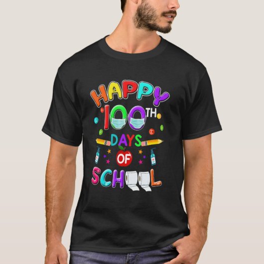 T-shirt Happy 100th Day Of School Teacher Mask 100 Days Qu (Devant)