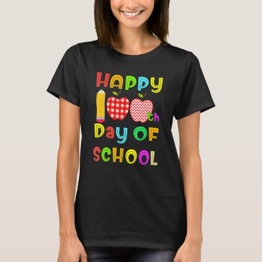 T-shirt Happy 100th Day Of School Teacher Or Student Kids  (Devant)