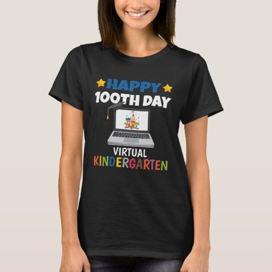T-shirt Happy 100th Day of School Virtual Kindergarten (Devant)