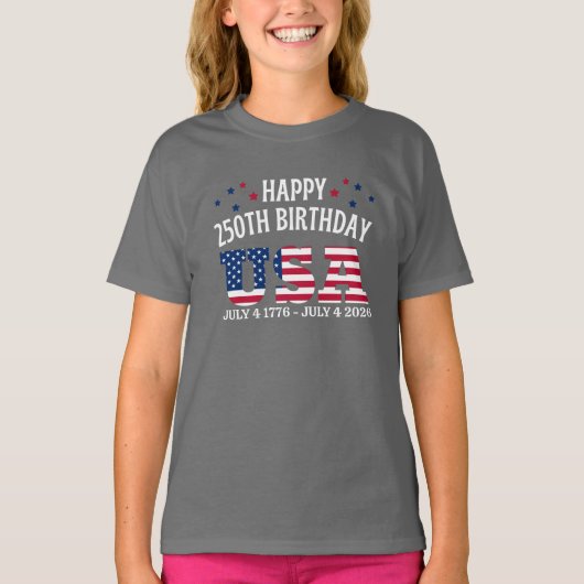 T-shirt Happy 250th birthday USA (Devant)