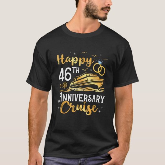 T-shirt Happy 46th Anniversary Cruise Golden Wedding Trip  (Devant)