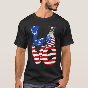 T-shirt Happy 4 juillet American Love Boston Terrier Dog