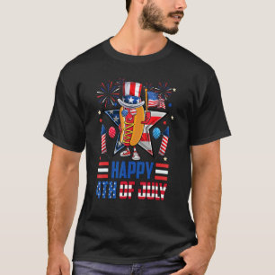 T-shirt Happy 4 juillet Party Hotdog Patriotique américain