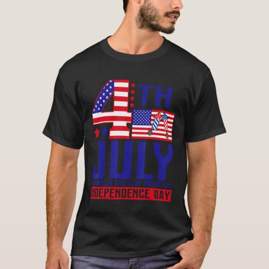 T-shirt Happy 4th July Independence Day Fourth Of July (Devant)