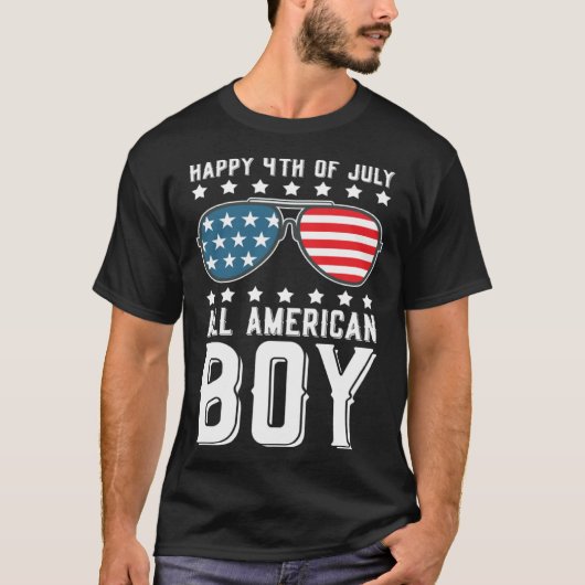 T-shirt Happy 4th of July All American Boy (Devant)