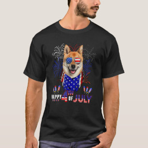 T-shirt Happy 4th Of July American Flag Shiba Inu Dog Sung