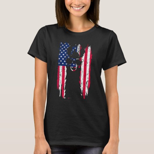 T-shirt Happy 4th Of July American USA Flag Llama Alpaca S (Devant)
