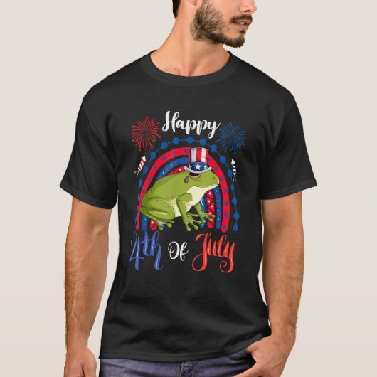 T-shirt Happy 4th Of July Frog Sunglasses American Flag Fi (Devant)