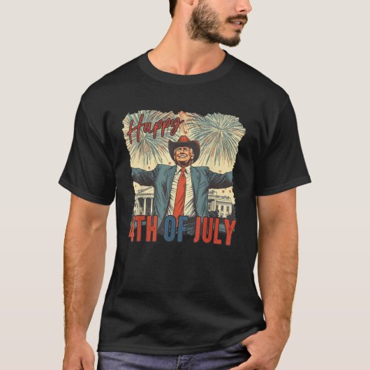 T-shirt Happy 4th Of July Trump Independence Day  (Devant)
