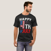 T-shirt Happy 4th Of July USA Flag Fireworks Firecrackers  (Devant entier)