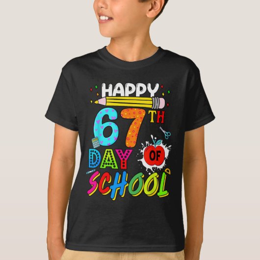 T-shirt Happy 67 Days Of School 67th Day Smarter Six Seven (Devant)