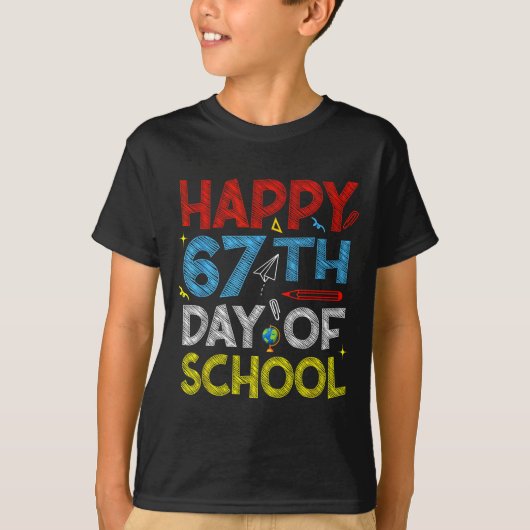 T-shirt Happy 67th Day Of School - Funny Students Teachers (Devant)