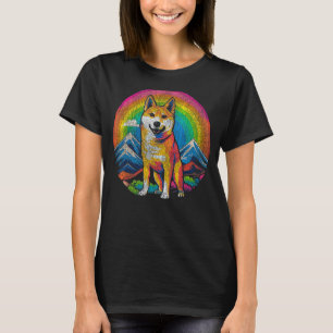 T-shirt Happy Akita Inu Pop Art Design Retro Style