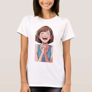 T-shirt Happy Anime Aesthétique Vector Tee