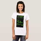 T-shirt Happy Bday birthday neon green letters (Devant entier)
