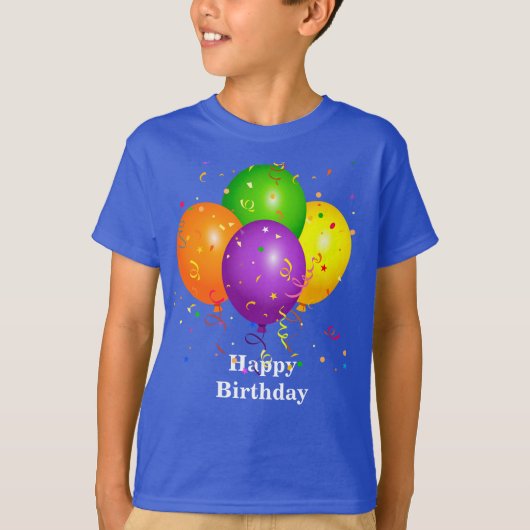 T-shirt "Happy Birthday," Celebration Balloons (Devant)