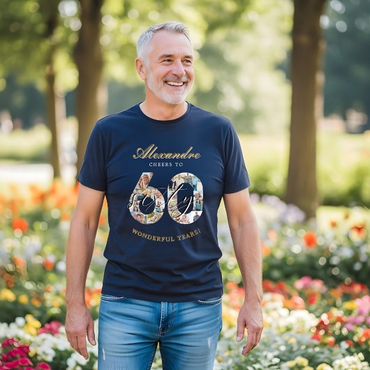 T-shirt Happy Birthday Cheers To 60 Years Photo Collage