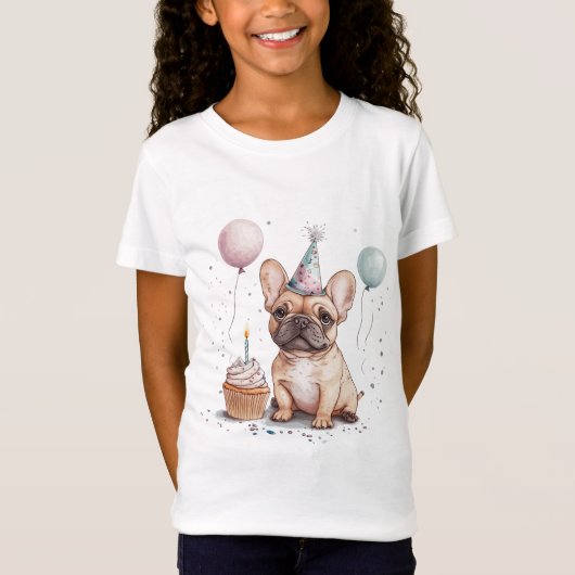 T-Shirt Happy Birthday French Bulldog (Devant)