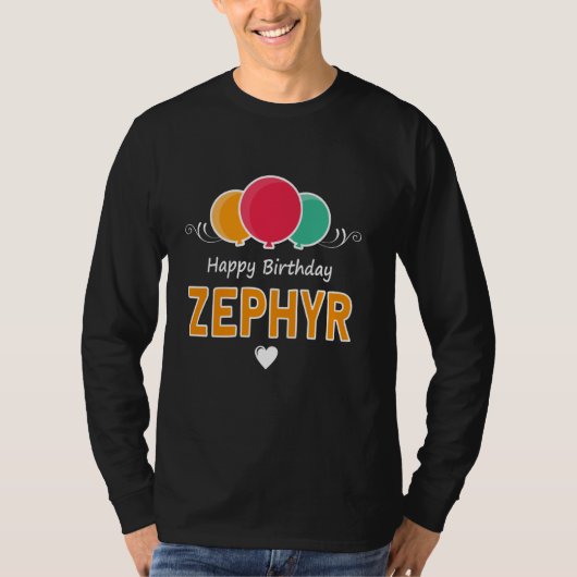 T-shirt Happy Birthday saying Zephyr (Devant)