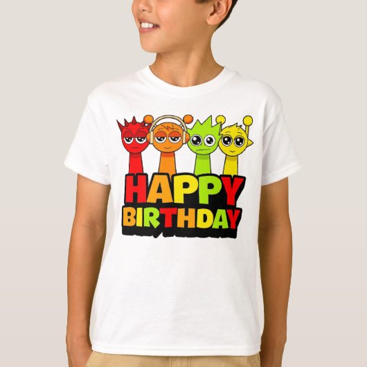 T-shirt Happy Birthday Sprunki - Simon Oren Raddy (Devant)