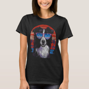 T-shirt Happy Border Collie Retro Sunset les années 70 Pou