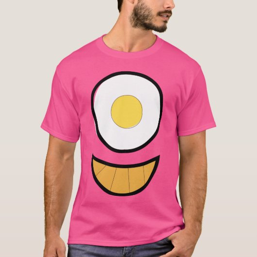 T-shirt Happy Breakfast of a Fried Egg and a Croissant 80s (Devant)