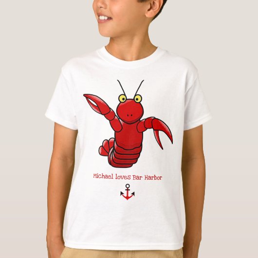 T-shirt Happy Bright Red Lobster I Love Bar Harbour (Devant)