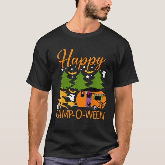 T-shirt Happy Camp O Ween Halloween Camping Camper (Devant)