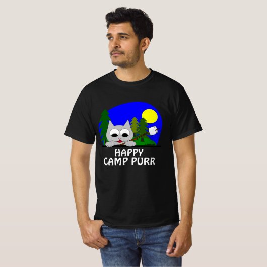 T-shirt Happy Camp Purr Camping Chat Funny T Shirt (Devant entier)
