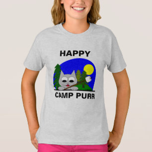 T-shirt Happy Camp Purr Funny Camping Cartoon T Chemise