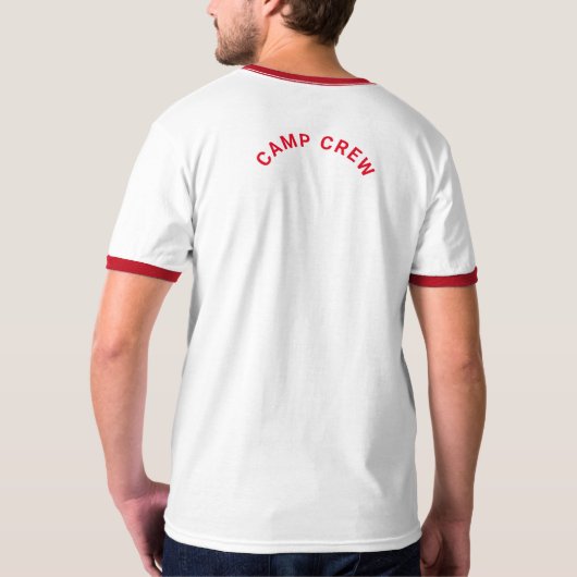 T-shirt Happy Camper Camp Weekend Retro Red Ringer (Dos)