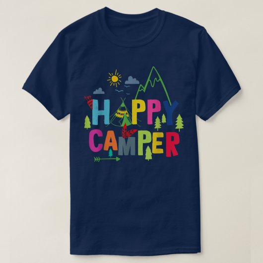 T-shirt Happy Camper Camping Drôle Cadeau Hommes Femmes En (Design devant)