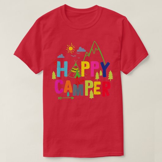 T-shirt Happy Camper Camping Funny Cadeaux Hommes Femmes E (Design devant)